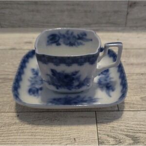 VTG Royal Danube‎ Cobalt Blue Roses Oval Teacup and Saucer Set England